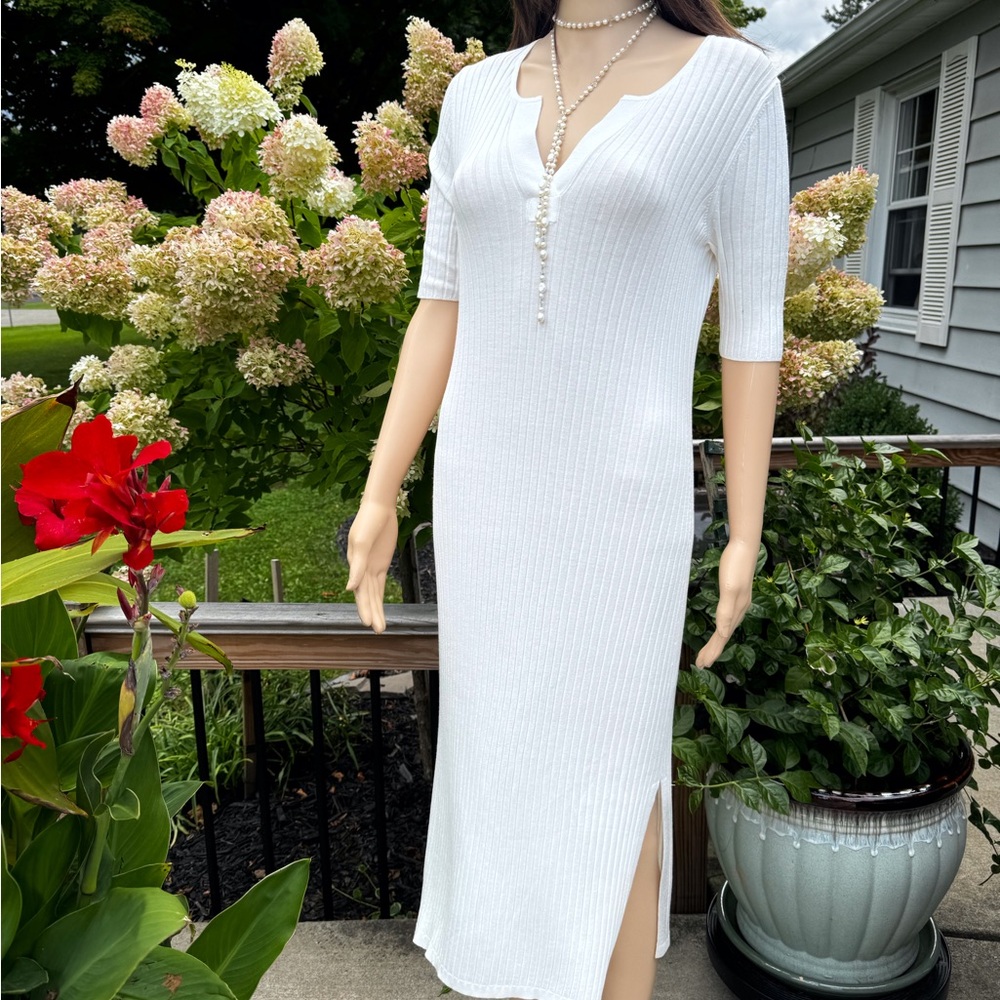 NWT BANANA REPUBLIC “LENZING ECOVERO SPLASH SWEATER” MIDI DRESS